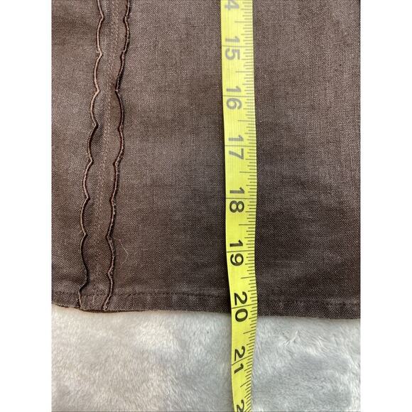 INC International Concepts 100% Linen Skirt Womens 8P Brown A Line Ruffle Detail - Picture 8 of 9